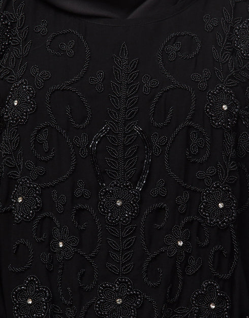 Dubai Black Shine Nida Black Embroidery Abaya Additional Angles